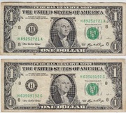 ONE DOLLAR dwa banknoty z obiegu 2006r. seria H