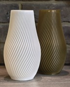 Zestaw 2 wazonów na suche kwiaty / LEGO - biały, oliwkowo-brązowy, 20cm