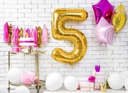 Balon foliowy Cyfra ''5", złoty, 86 cm.