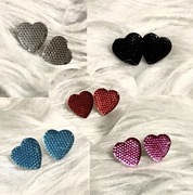 KOLCZYKI SERDUSZKA SERCA SREBRNE CZARNE RÓŻOWE  