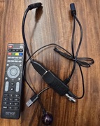 DEKODER TUNER TV DVB-T2 HEVC H.265 FULL HD MINI STICK PILOT BATERIE ZESTAW