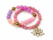 Bransoletki złote kamienie jadeit lotos charms