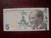 BANKNOT TURCJA 5 Lirów 1970 r. UNC