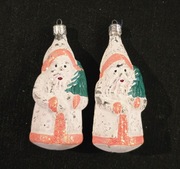 Bombki prl szklane mikołaje  2 szt  kształtki ozdoby choinkowe vintage
