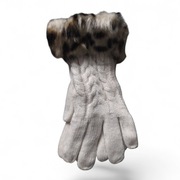 Rękawiczki ocieplane z futerkiem na mankietach, kolor kremowy,