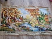 Jesienny las haft ręczny  obraz