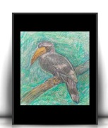 zoo obrazek A4, ptaszek rysunek, vintage obrazek z ptaszkiem 21x0