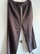 Zara brązowe czekoladowe spodnie w prążki luźne 