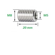 Tulejka gwintowana, redukcja M8 DO M5 INOX 20mm