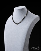 Naszyjnik Obsydian Naturalny Czarny Kamień Ochronny Stal Szlachetna 41–45cm