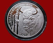 Białoruś 20 rubli żubr 2001r. srebro