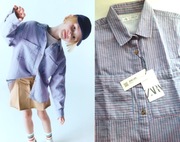 ZARA niebieska koszula oversize w paski 13 14 lat