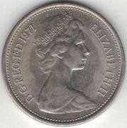 Wielka Brytania 5 pence pensów 1971 - 23,59 mm - nr 2