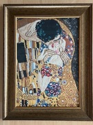 Obraz Gustava Klimta Pocałunek haft krzyżykowy ręczna robota Ramka