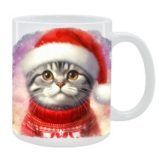 KUBEK Z KOTEM NA ŚWIĘTA, PREZENT, PERSONALIZOWANY, 24HWYS