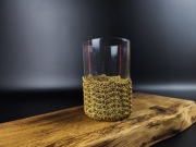 Szklanki zestaw 4szt szklanek z PRL szydelkowane uchwyty. 