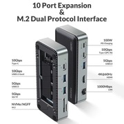 iDsonix M.2 NVMe 10Gbps USB Hub HDMI NVMe SATA SSD Case USB 3.2 100W