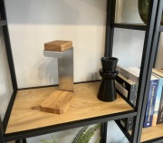 Designerski stojak na słuchawki | Stal Nierdzewna & Dąb Industrial Loft