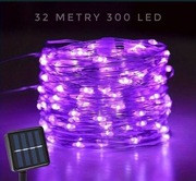 Fioletowe lampki ogrodowe solarne 300 led 32 metry ledowe ogrodowe