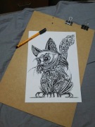 Rysunek: Kot z Cheshire - cienkopis, A4, 250 g/m2