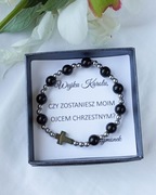 Bransoletka różaniec dla Chrzestnego z dedykacją