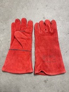 Skorzane rekawice spawalniczne trudnopalne CE rozmir 10 EN czerwone