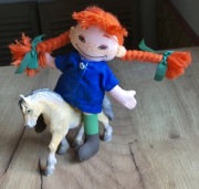 Lalka szmacianka maskotka vintage Pippi Langstrumpf figurka koń