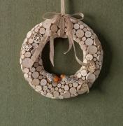 Wianek drewniany BOHO handmade -naturalna dekoracja domu na drzwi i ścianę 