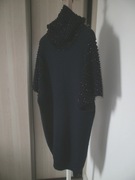 PIĘKNA GRANATOWA WEŁNIANA DZIANINOWA ZDOBIONA KAMYKAMI WIZYTOWA 38/40 M/L