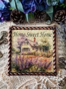 Stylowy obrazek vintage farmhouse shabby chic Prowansja decoupage lawenda