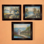 Obraz olejne tryptyk na płótnie 3 sztuki vintage pejzaże w ramie 