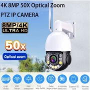 Kamera IP 8MP 4K HD z Wi-Fi, 50-krot. zoom optycz, dwukierunkowa łączność.