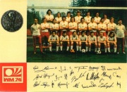 Pocztówka 10,5X14,8 z autografami reprezentacji Polski 1974