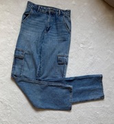 Stradivarius spodnie cargo jeansy xs 34 kieszenie modne wygodne