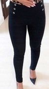 Spodnie/Legginsy ozdobne guziki wysoki stan S/M