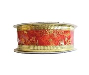 WSTĄŻKA TAŚMA dekoracyjna z lamówką Boże Narodzenie organza 2,3 cm.