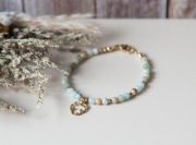 Bransoletka z kamieni MONSTERA - amazonit i liść monstery - rękodzieło