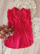 czerwona bluzeczka bluzka biurowa do biura damska mgiełka koszulka 38M