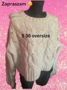 Śliczny sweterek ze zdobieniami S 36 oversize
