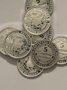 5 barterów. Moneta aluminiowa fi 19 mm. Gyges