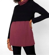 Dwuwarstwowa luźna ciepła tunika, czarno-bordowa 44/46