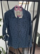 140 10 lat koszula lniana z długim rękawem len rekiny kotwica