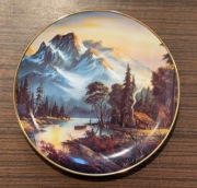 FRANKLIN MINT Talerz ozdobny porcelanowy WIDOK las domek zima śnieg 