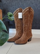 Zara skórzane kowbojki 