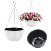 2 x Doniczka wisząca biała duża Rattan Design 26 cm