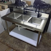 Zlew trzykomorowy / Basen gastronomiczny 3 komorowy (nowy)