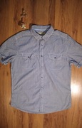 Koszula Esprit r. L biało-szara paski męska kr rękaw bawełna