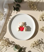 Figurka na tort z masy cukrowej miś serduszko topper chrzest urodziny