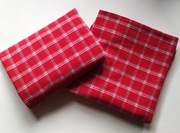 Czerwona Krata Zasłony Kuchenne Retro Vintage Bawełna