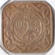 SURINAM 5 centów 1966, KM# 12.1, XF